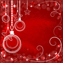 red Christmas background, vector illustration - 74000200