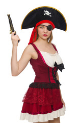 Woman pirate isolated on white