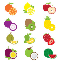 Icons Set : Fruits & Piece of Fruits