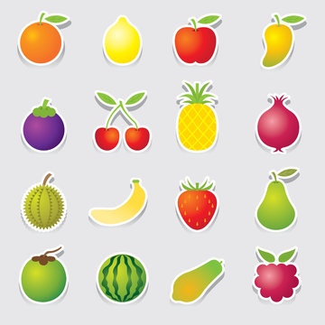 Mixed Fruits Icons Sticker Style