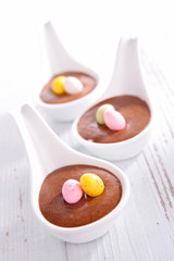 chocolate mousse and easter egg