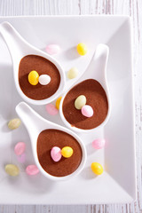 chocolate mousse and easter egg