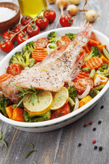 Roasted fish with vegetables
