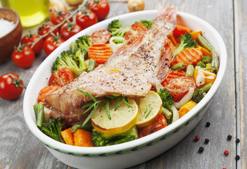 Roasted fish with vegetables