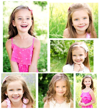 Collection of photos adorable smiling little girl