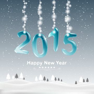 Happy new year 2015 decorate with Christmas lights.