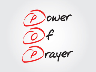 Hand writing Power Of Prayer (POP), vector concept