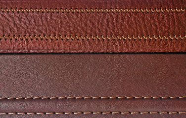 Brown leather with seam, belt background