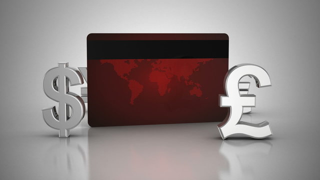 World Currencies Rotate Around Credit Card
