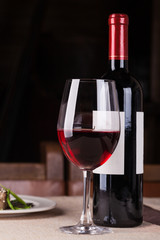 Wine bottle with glass