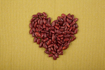 Heart shape of red kidney beans