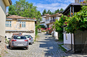 Narrow street in Ohrid town, Macedonia
