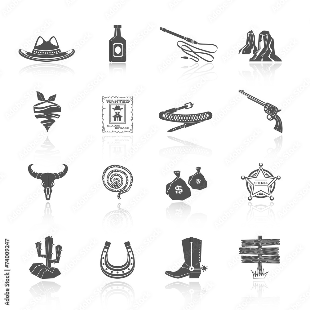 Sticker Cowboy Icons Black