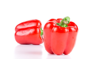 Ripe red bell peppers.