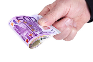 Hand holding bunch of cash
