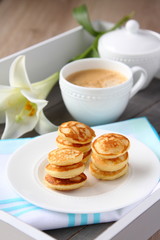Freshly baked poffertjes - traditional Dutch little pancakes