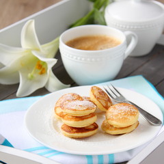 Dutch mini pancakes called poffertjes