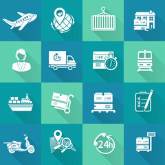 Logistic Icons Set White