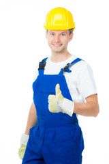 motivierter junger bauarbeiter