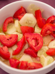 Fresh salad with cucumbers and tomatoes