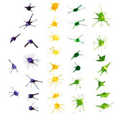 Mardi Gras design elements. Watercolor blots.