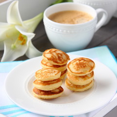 Freshly baked poffertjes - traditional Dutch little pancakes