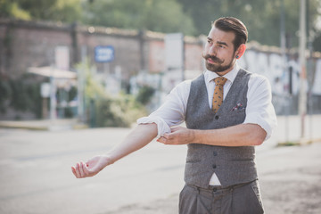 handsome big moustache hipster man