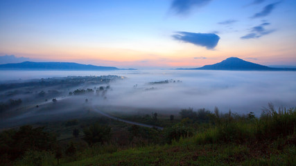 Beautiful mountain scenery mist at Khao-kho Phetchabun,Thailand