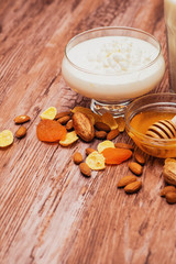 milk with curd and honey
