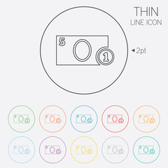 Cash sign icon. Money symbol. Coin.