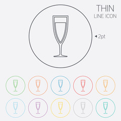 Glass of champagne sign icon. Alcohol drink.