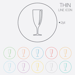 Glass of champagne sign icon. Alcohol drink.