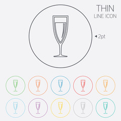 Glass of champagne sign icon. Alcohol drink.