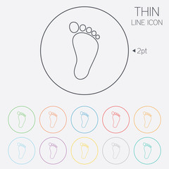 Child footprint sign icon. Barefoot .