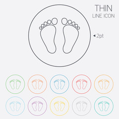 Child pair of footprint sign icon. Barefoot .