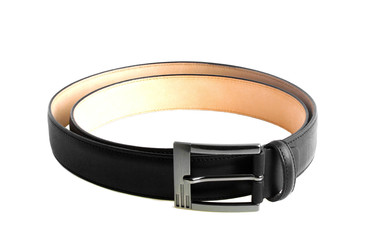 Black leather belt isolated on a white background