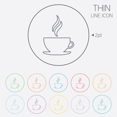 Coffee cup sign icon. Hot coffee button.