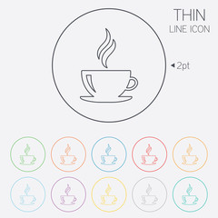 Coffee cup sign icon. Hot coffee button.