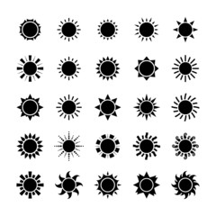 Vector big black sun icons set