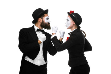 Two memes as businessmen fighting for being the boss