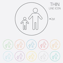 One-parent family with one child sign icon.