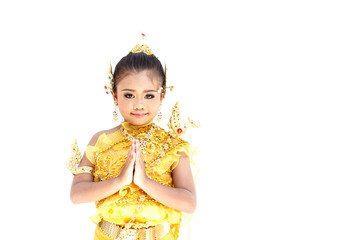 Pretty Thai girl wearing typical Thai dress, identity culture of