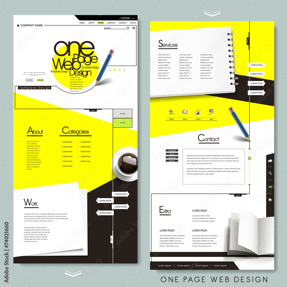 Canvas Prints one page website template design with stationery