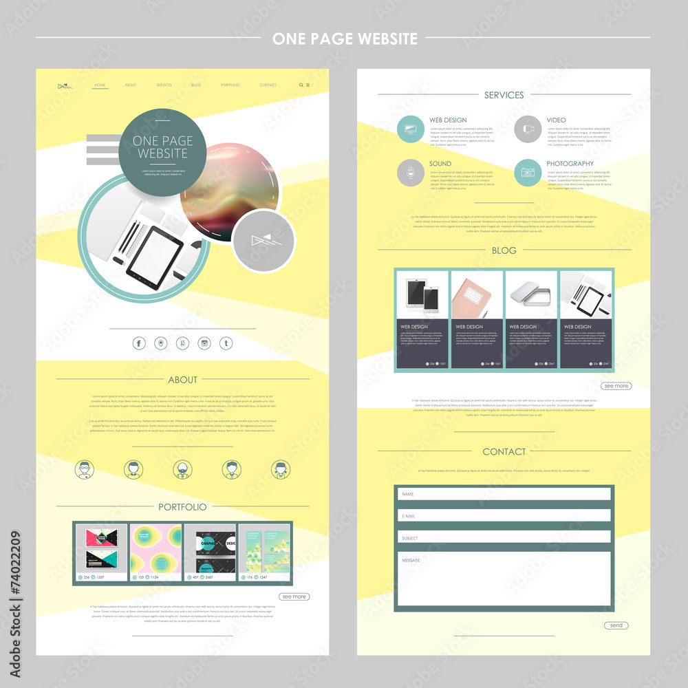 Canvas Prints geometrical one page website template design