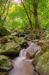 Waterfall in deep rain forest jungle. Krok E Dok Waterfall Sarab