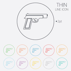 Gun sign icon. Firearms weapon symbol.