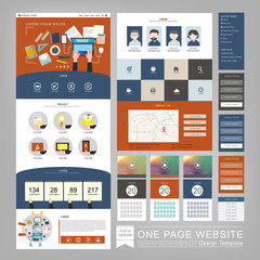 one page website template design with workplace concept