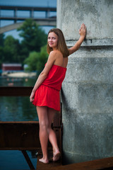 Girl in a red sundress