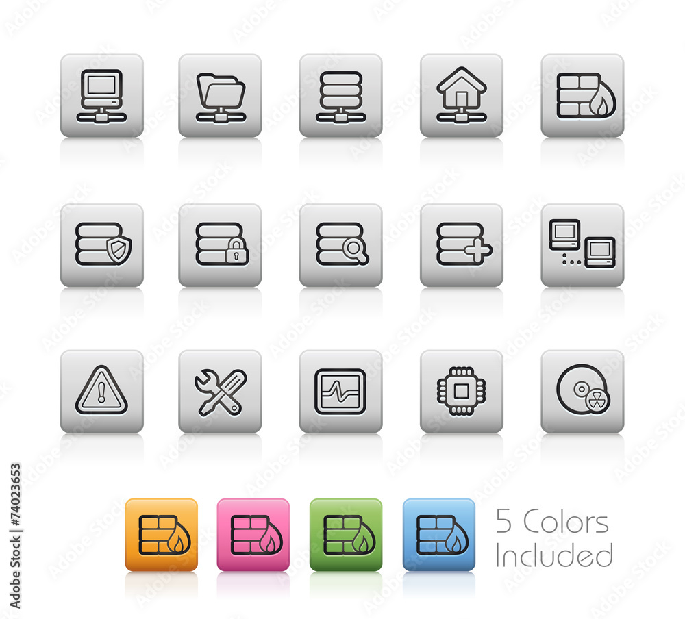 Poster server icons -- outline buttons