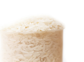 Thai jasmine rice in plastic bucket